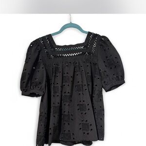 English Factory Black Eyelet Blouse